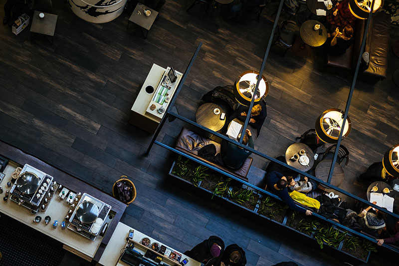 inside restaurant topview